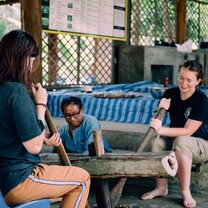 Preparing enrichment for elephant sanctuary